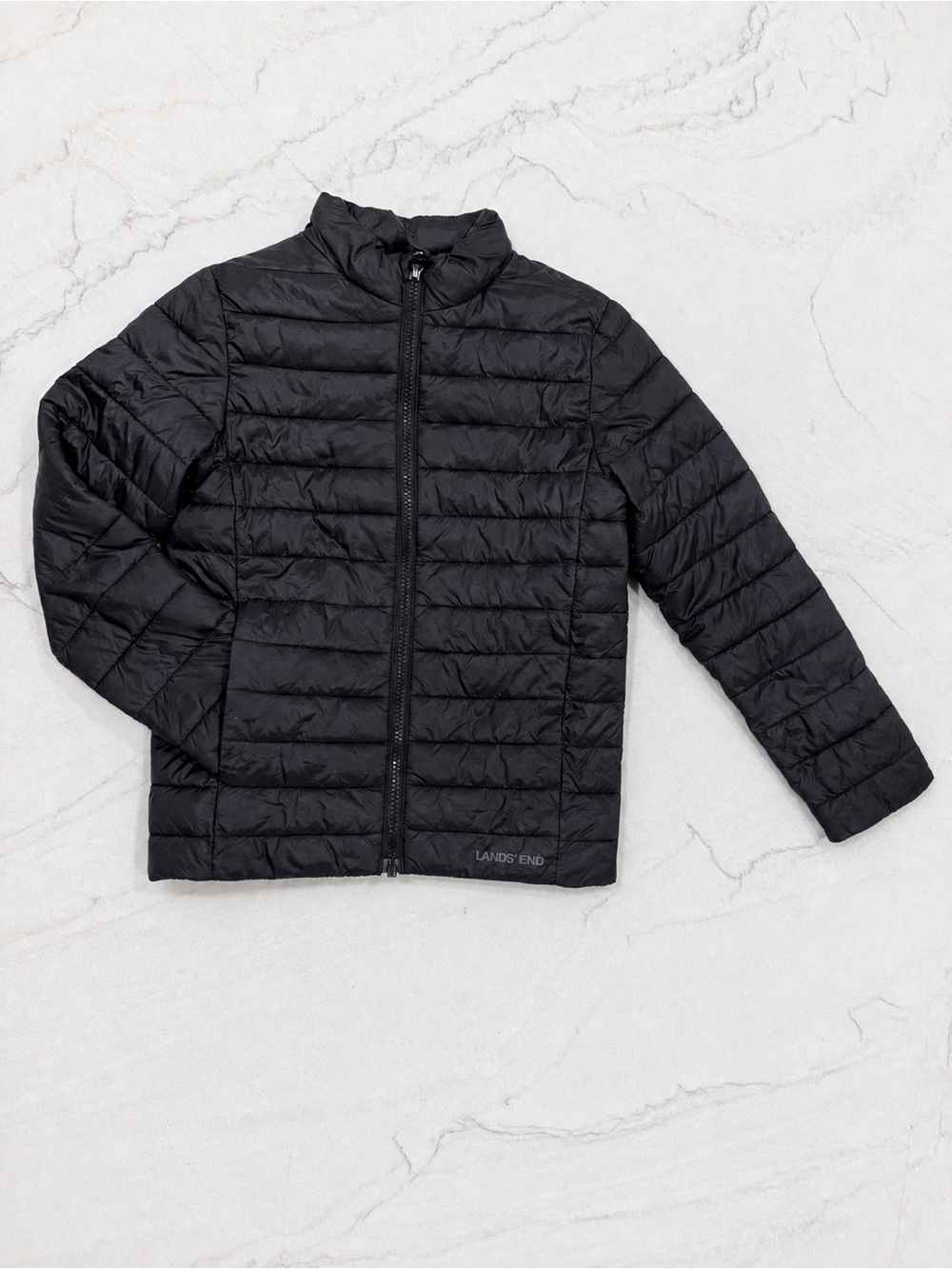 Lands’ End Kids Black PrimaLoft Packable Puffer Jacket Size 7 L